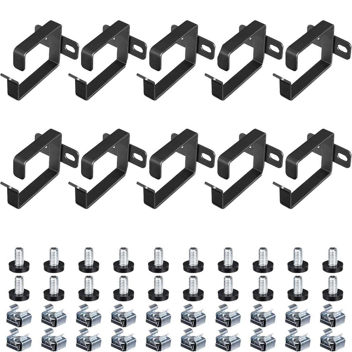 (10 Set kwmobile Server Rack Cable Management D-Ring Hooks Pieces) - Bracket Organizer Hook Mount for Network Patch