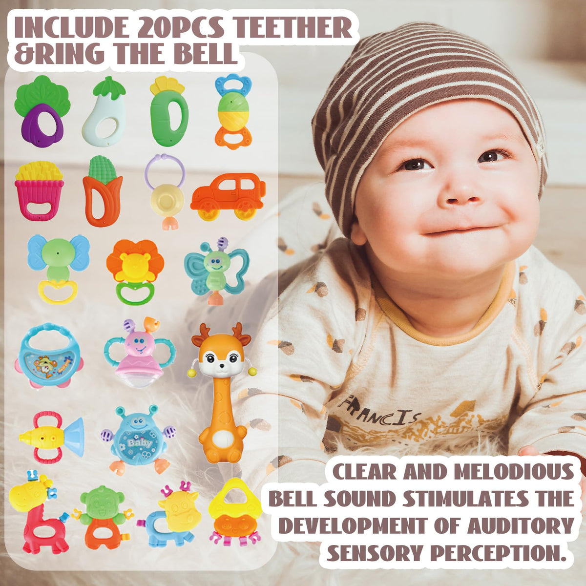 Cocurb 30 Pcs High Contrast Baby Toy Gift Set for Infants Rattles Teething Toys and Wrist Socks Suitable for 6 Months Perfect Baby Gift for Boys and Girls