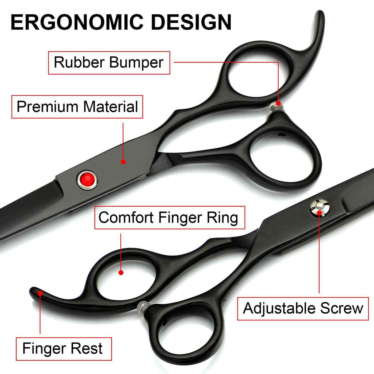 Professional Dog Grooming Scissors kit Black 5 in 1, Dog Shears for Grooming 6CR Premium Stainless Steel Grooming Scissors Kit for Dogs Cat Pet