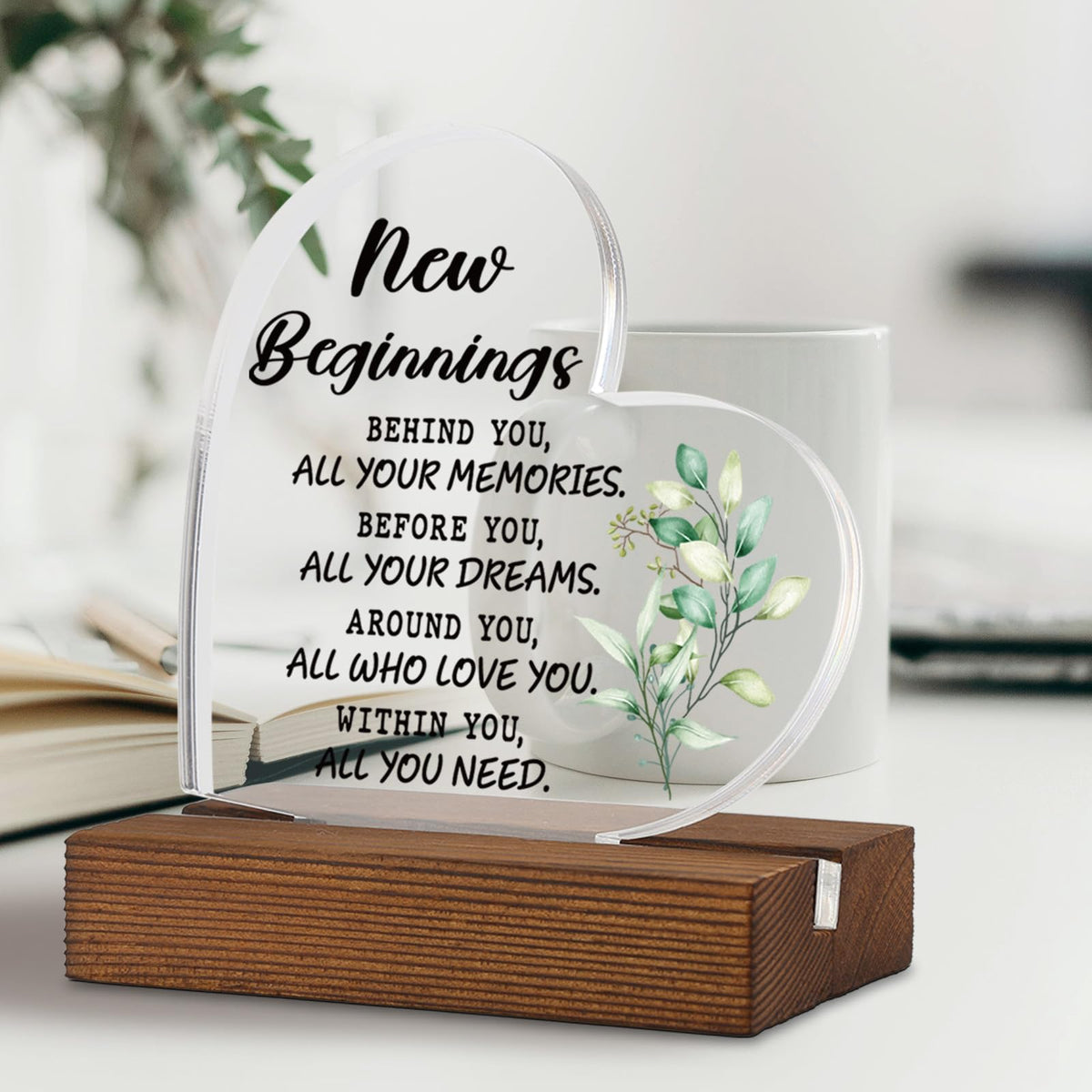 TRCENDE New Beginnings, New Job Gift for Coworker,New Beginnings Sign For Her women friends Bestie, New Chapter Friendship gifts,Leaving Gift, Desk Decorative Sign for Home Office XAk205