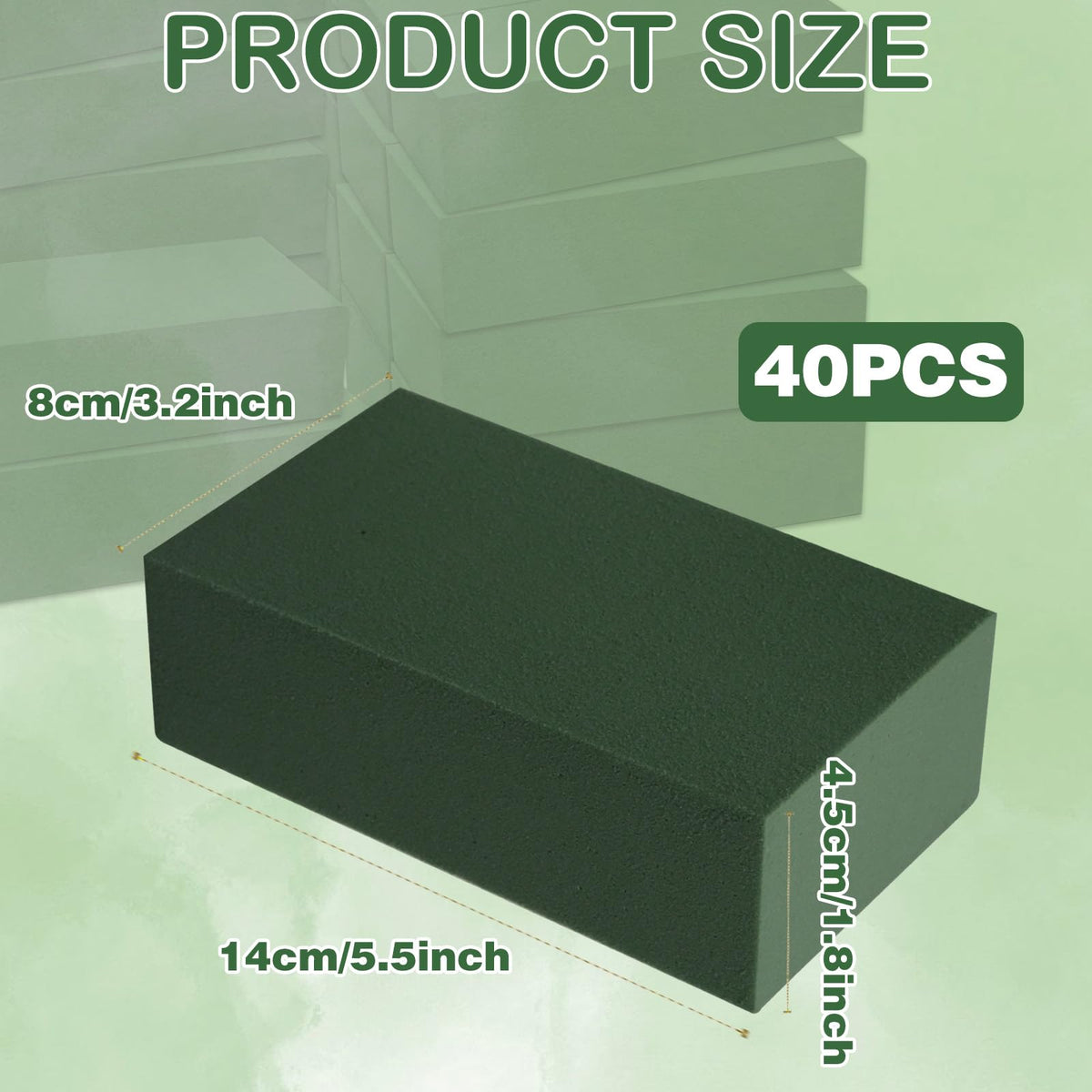 40Pcs Floral Foam Blocks, Floral Foamused for Plant Foam and Flower Green Floral Foam Blocks for Dried and Fresh Flowers Florist Foam Dry Foam for Artificial Flowers Supplies 5.5 X 3.2 X 1.8 in