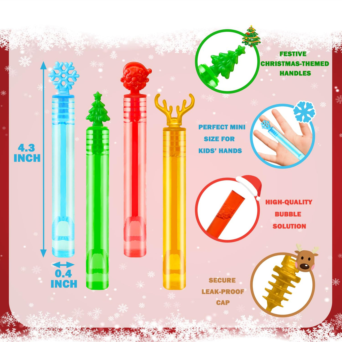 100 Pack Bulk Christmas Mini Bubble Wands Party Favors for Kids,Goodie Bag Stocking Stuffers Fillers for Toddler Boys Girls,Bulk Classroom School Party Supplies Prizes Toys Gifts Trinkets for Students