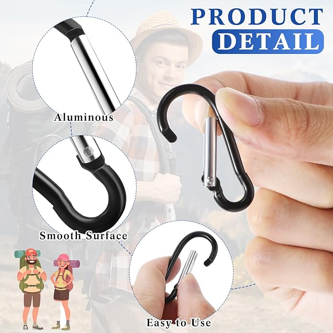 300 Pcs 2" Carabiner Bulk Spring Snap Hooks Bulk Aluminum Alloy Clip Keychain for Hanging Camping Hiking Traveling Fishing Outdoor Activities