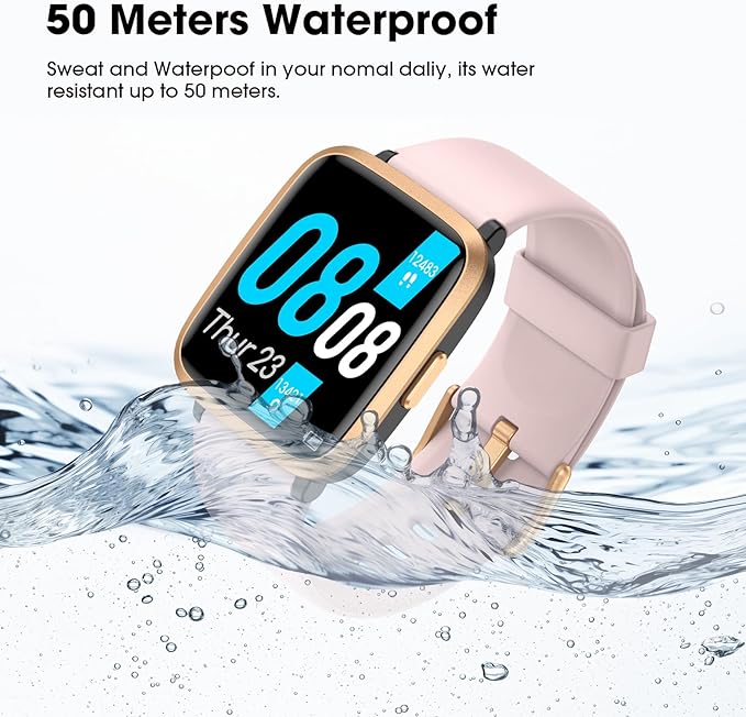 Fitness Tracker, Fitness Watch with Blood Oxygen, Blood Pressure & Heart Rate Monitor, Steps Calories Counter, Sleep Monitor, Pedometer 50 Meters Waterproof, Smart Watch for Android iPhones
