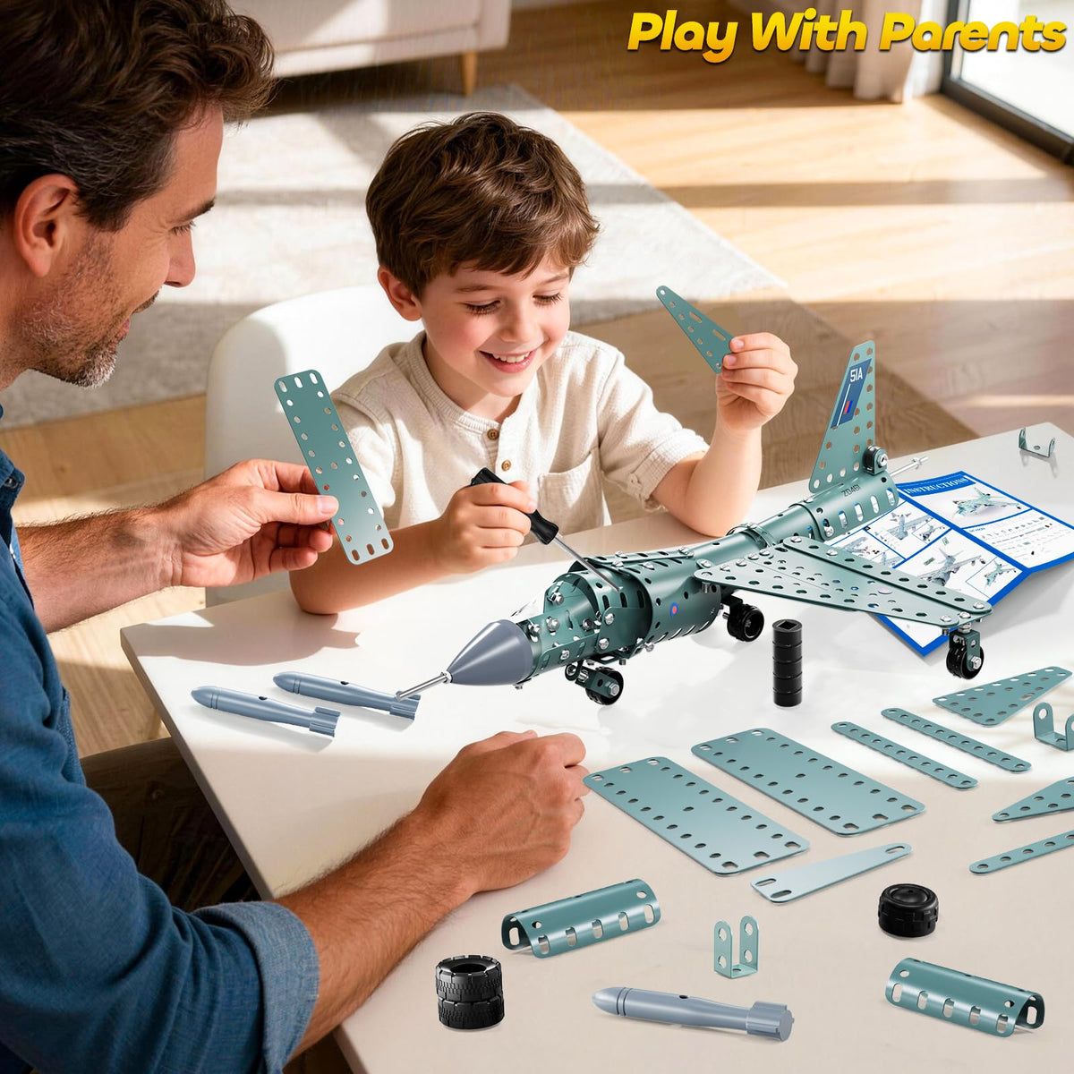 MSKOLER Building Toys Model Airplane Kits for Boys 8-12, Project Building Toys for Kids, Educational Assembly Science Kit, Airplane Toy, Birthday Gifts for Teenagers Boys Ages 8 9 10 11 12