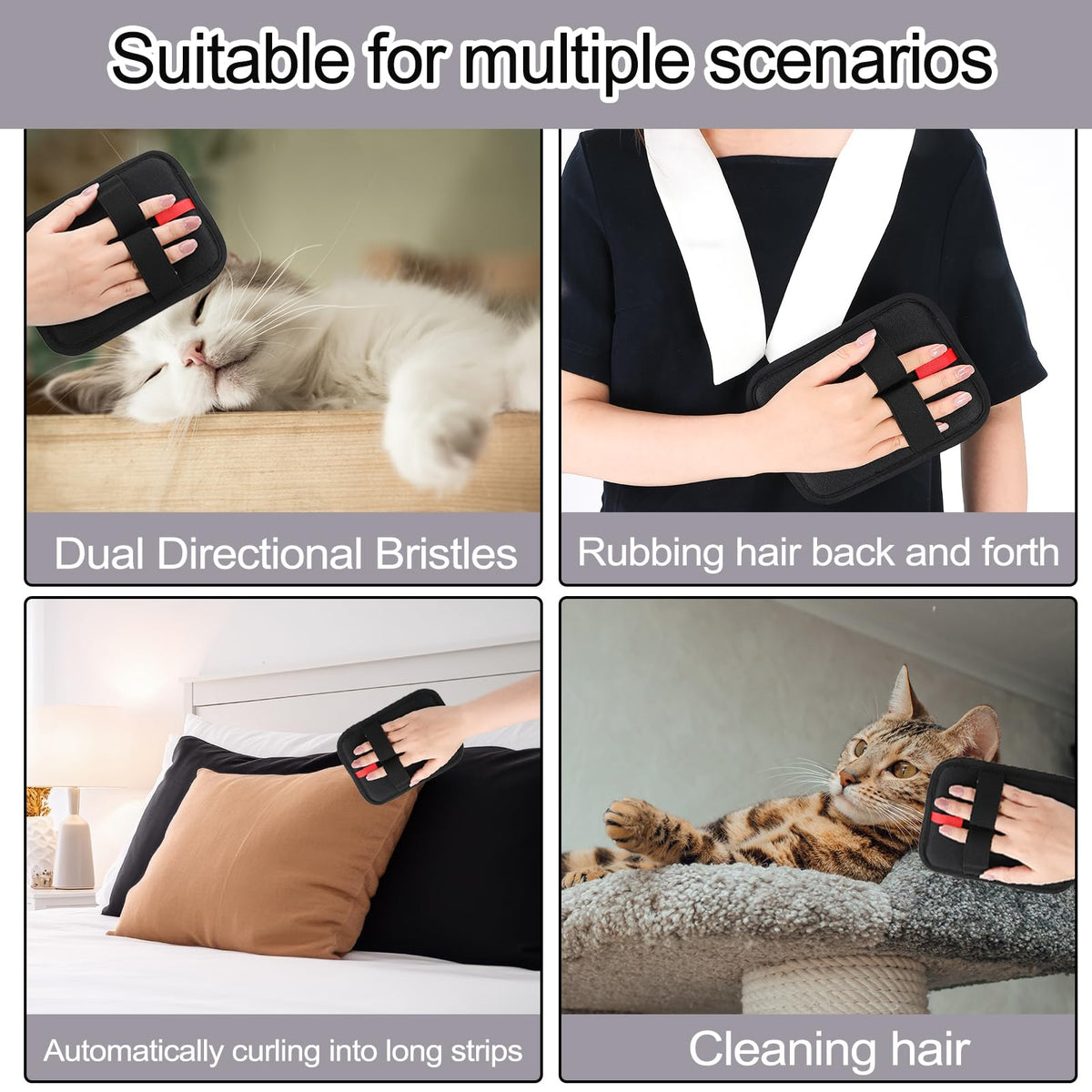 Guiqulai 3 Pcs Pet Hair Remover Gloves Reusable Electrostatic Cat Dog Hair Remover Glove Pet Hair Removal Tool for Couch Furniture Curtain Carpet