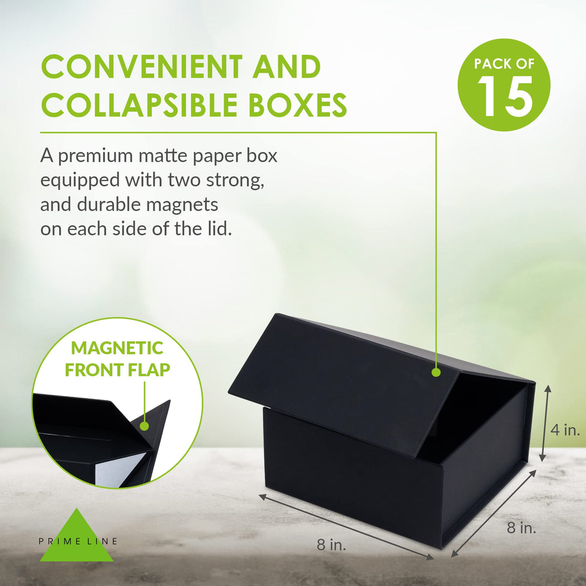 Prime Line Packaging Gift Boxes with Lids, Small Black Magnetic Gift Boxes for Presents, Small Business, Birthdays, Weddings, Graduation, Retail Storage, Bulk, 8x8x4, 15 Pack
