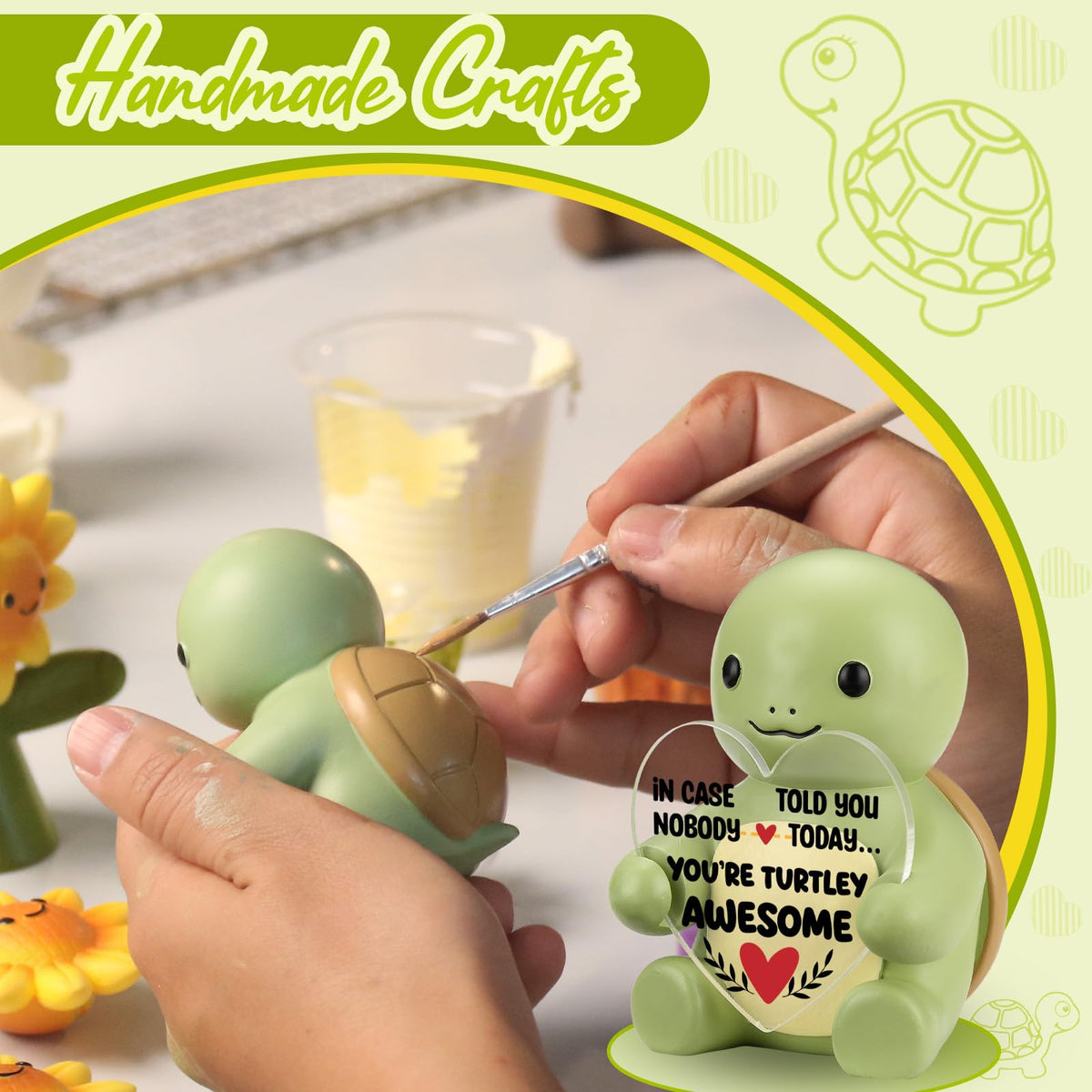 FOKCBOCM Tiny Turtle Encouragement Figurine with Positive Reminder Message, in Case Nobody Told You Today You're Turtley Awesome Desk Decor Gift for Women Friends Coworkers Office Home-DSZX152