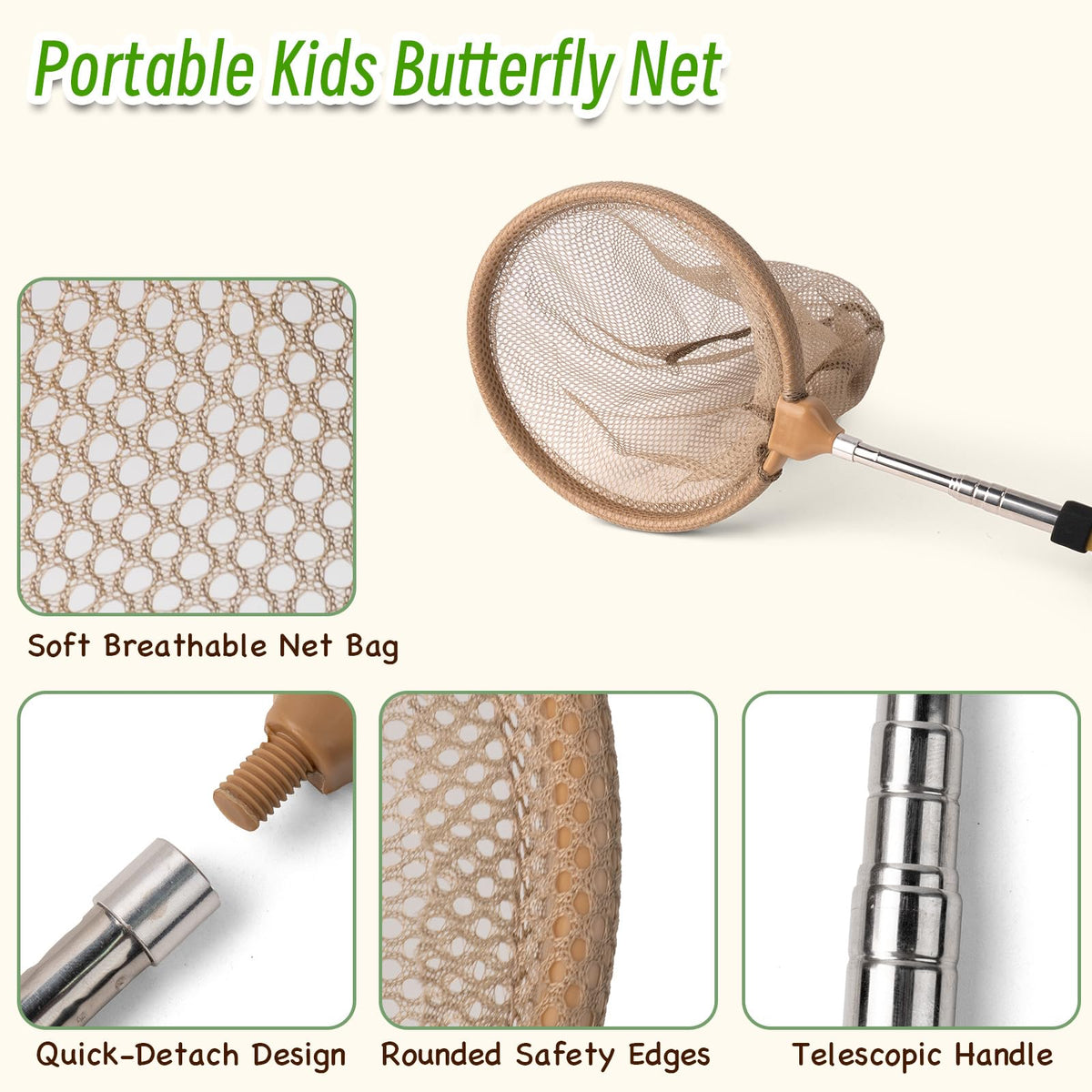 Wooden Bug Catcher Kit for Kids 3-8, 10PCS Outdoor Explorer Set with Bug House, Butterfly Net, Magnifier & Tools, Catch & Release STEM Nature Kit, Non-Plastic Educational Gift for Boys & Girls