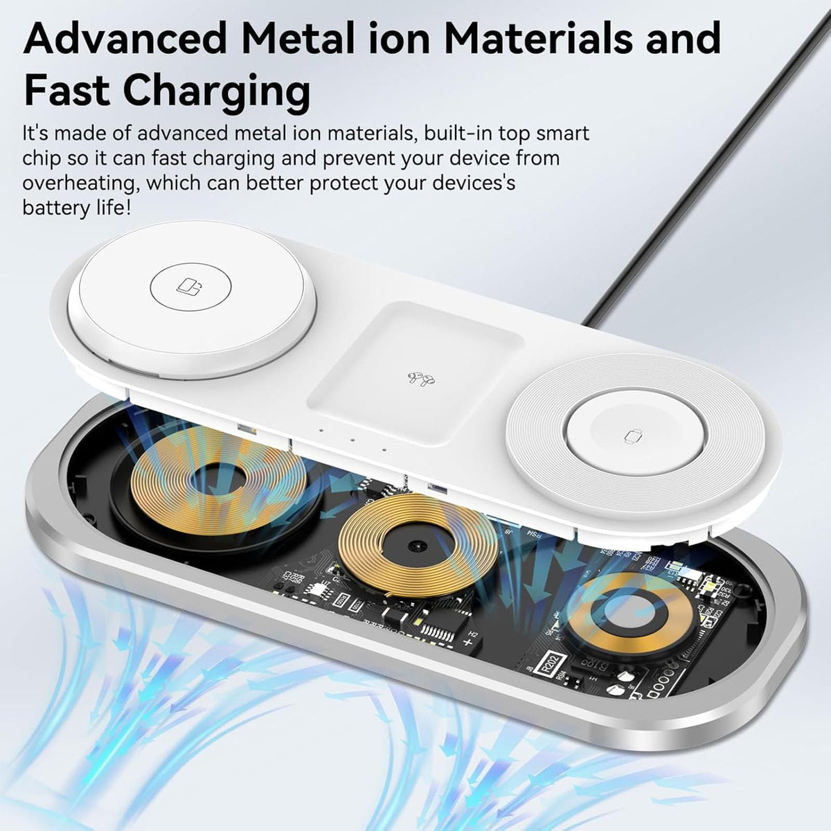 3 in 1 Fast Wireless Charger Stand for iPhone, Foldable Travel Charging Station for Magsafe for iPhone 17/Air/16/15/14/13/12 Series, Apple Watch Series, AirPods pro/2/3/4, Gifts for Women Men (Silver)