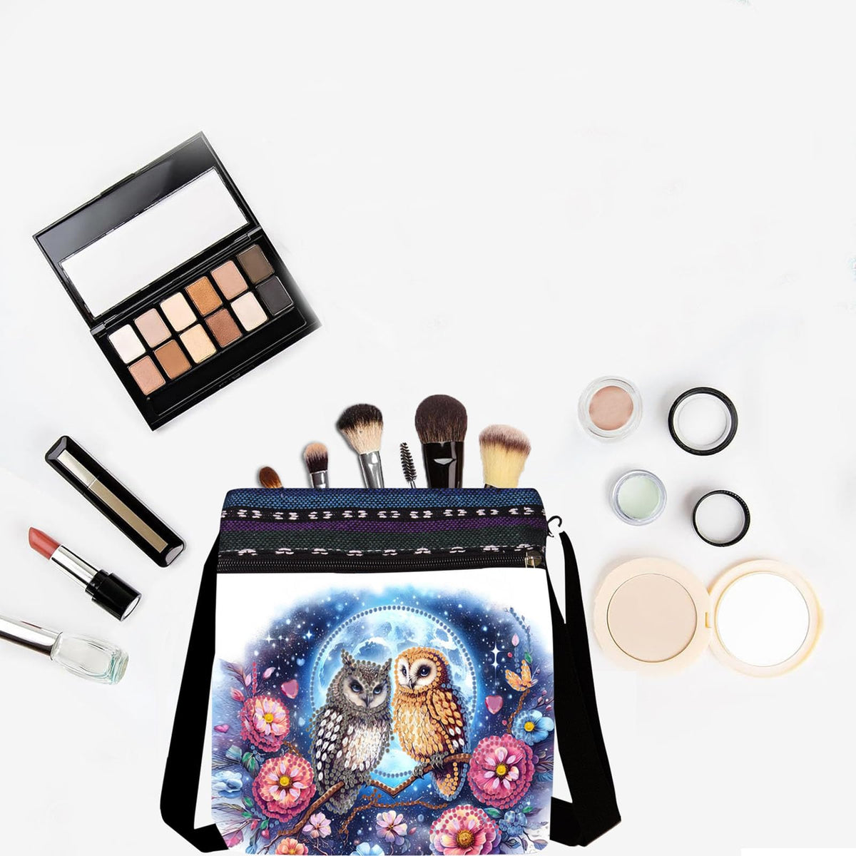 LSQFS 5D Diamond Art Crossbody Purse, DIY Diamond Art Kits for Adults Mosaic Handcraft Canvas Bag for Women, 8.5x8.7x0.39 Inch Lightweight Adjustable Shoulder Bag for Beach, Travel and Everyday
