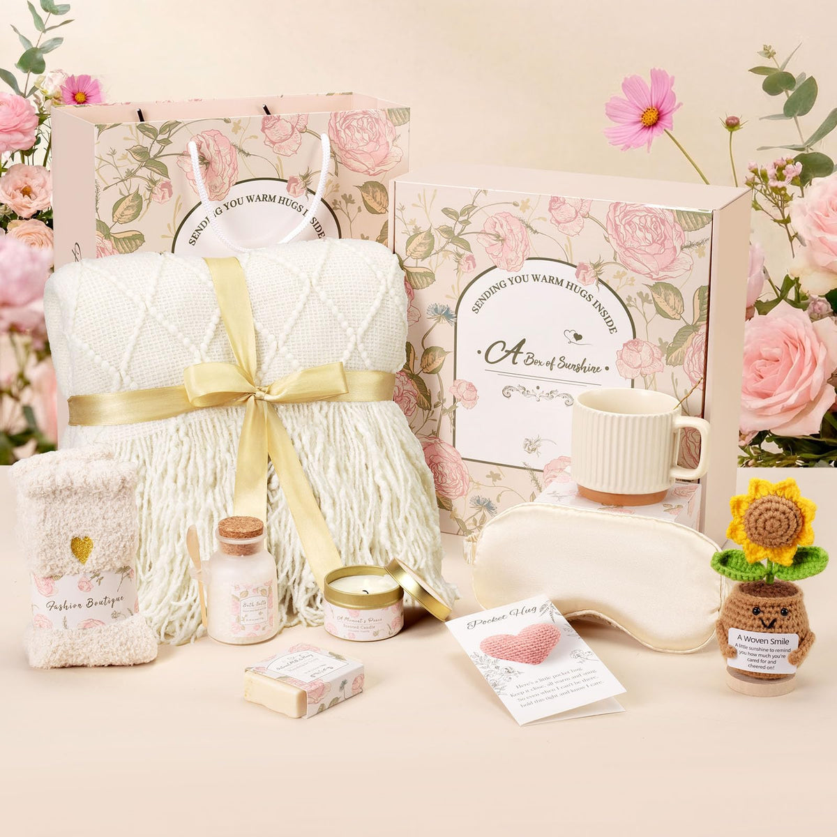 Birthday Gifts for Women, Self Care Gift Basket for Her, Thinking of You Care Package, Get Well Soon Gift Set for Best Friend, Sister, Mom, Wife, Coworker