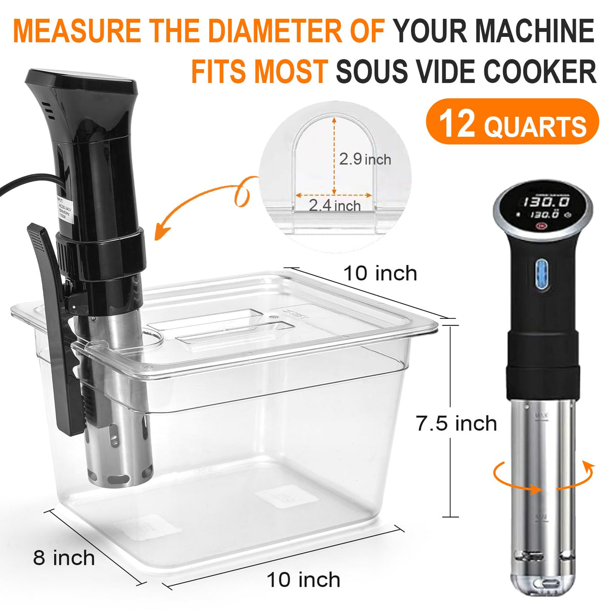 HOMENOTE Container 12 Quart with Lid & Rack and Sleeve - BPA Free Complete Sous Vide Accessories Kit with Cookbook For Anova and Most Sous Vide Cookers