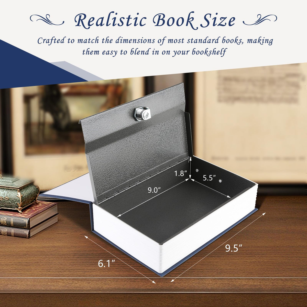 Tahoe trails Book Safe with Key Lock, Portable Metal Safe Box, Dictionary Diversion Book Safe,Secret Book Hidden Safe,9.5" x 6.1" x 2 .2"