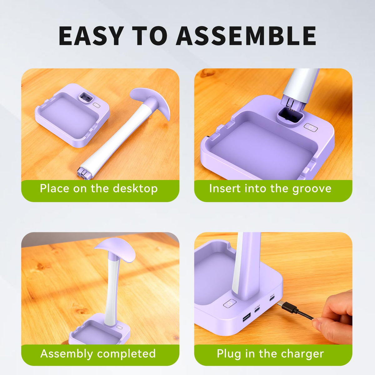 Tascaquin Headphone Stand with Charger,Gaming Headset stand with RGB Light Mode,For Airpod Max Stand,Desk Lamp,Phone Holder,Tablet Holder,desktop organizer,Gifts for Gamers & Music Lover (Purple)