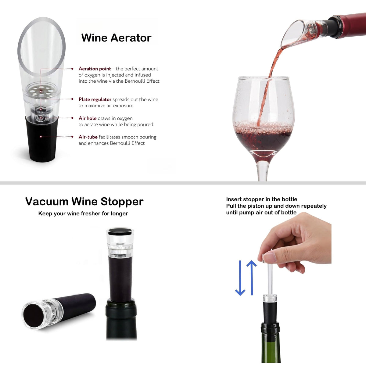 Electric Opener Set With Base, Accessories Including Rechargeable Corkscrew, Aerator, Stoppers and Foil Cutter - Perfect Gifts for Wine Lovers