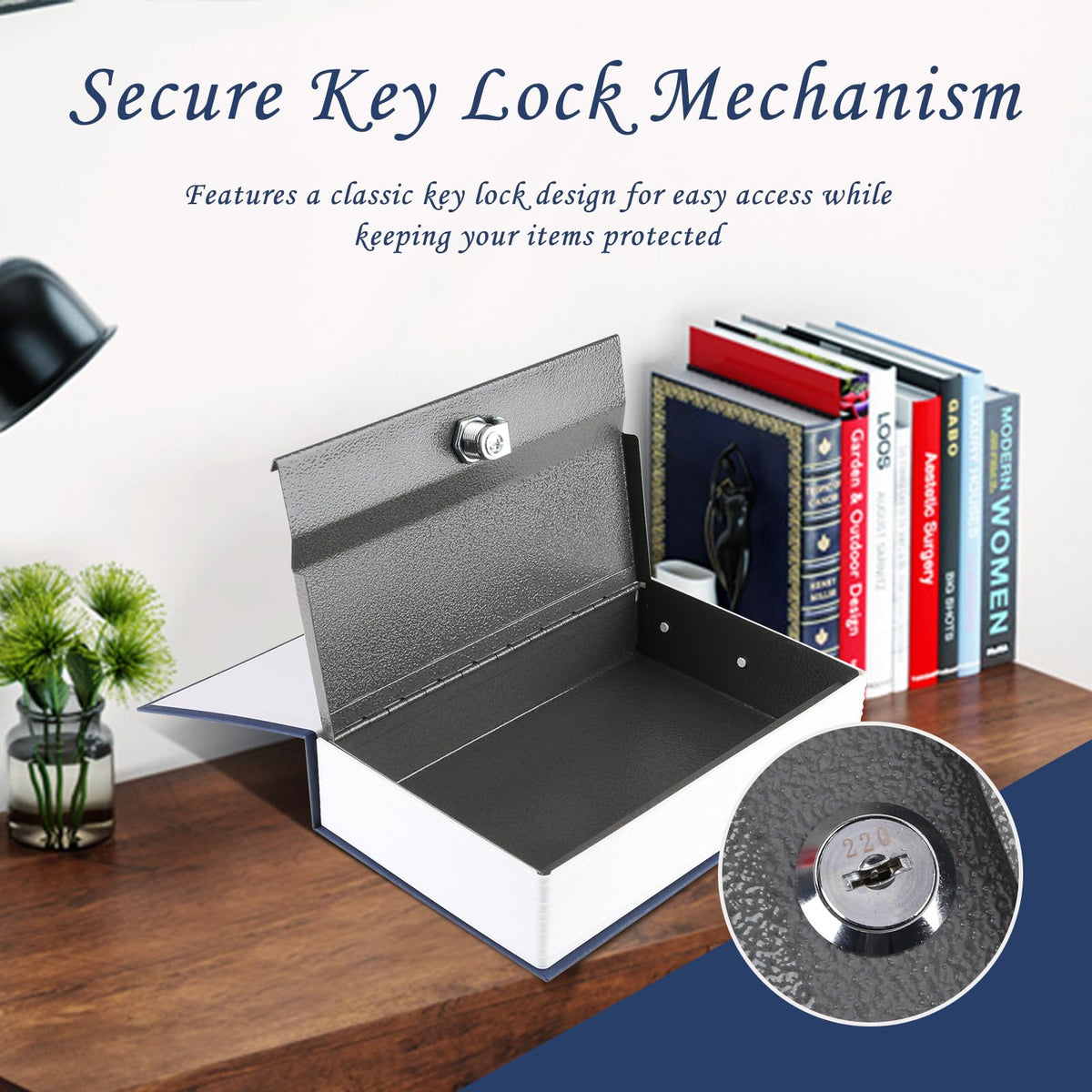 Tahoe trails Book Safe with Key Lock, Portable Metal Safe Box, Dictionary Diversion Book Safe,Secret Book Hidden Safe,9.5" x 6.1" x 2 .2"