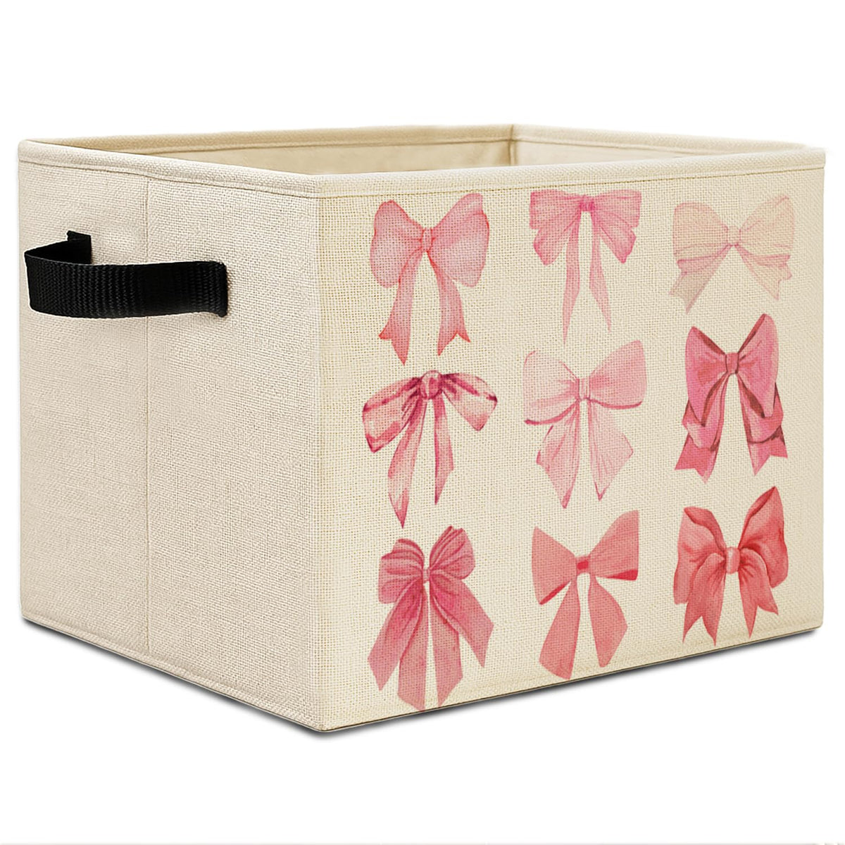 Elefeltclave Coquette Pink Bow Storage Bins,Preppy Girly Bow Aesthetic Collapsible Storage Basket Organizer for Girls Dorm Bedroom Bathroom Clothes Toys Books,Toybox for Girls