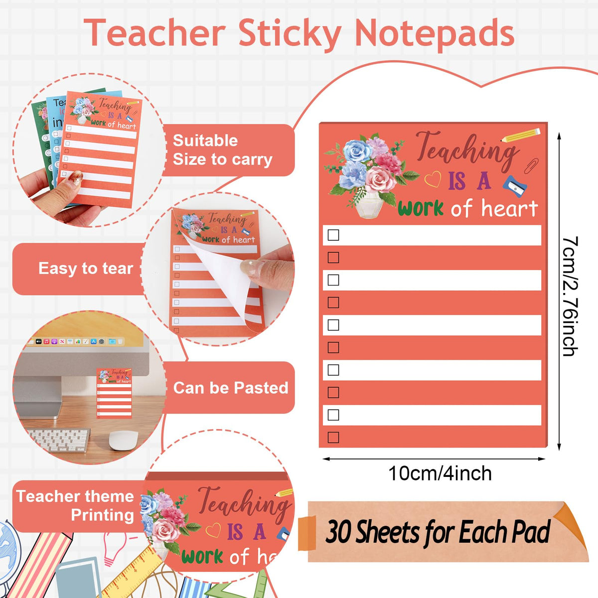 Lebsitey 48 Pcs Teacher Appreciation Gifts In Bulk Teacher Survival Kit Makeup Bags,Sticky Notepads and Pens Thank You Gifts for Coworker Employee Teacher’s Day Office Supplies