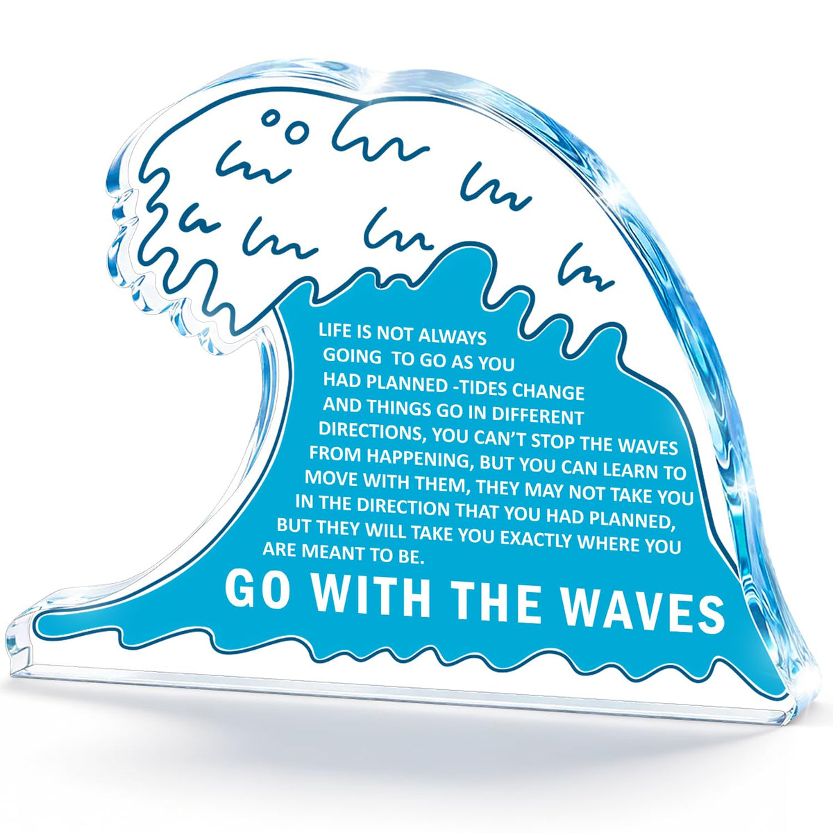 Inspirational Gifts for Women Men,Easter Basket Stuffers Coworker Leaving Retirement Farewell New Job Graduation Gifts for Her Him,Anxiety Relief Item Acrylic Office Desk Decor Ocean Wave Plaque Sign