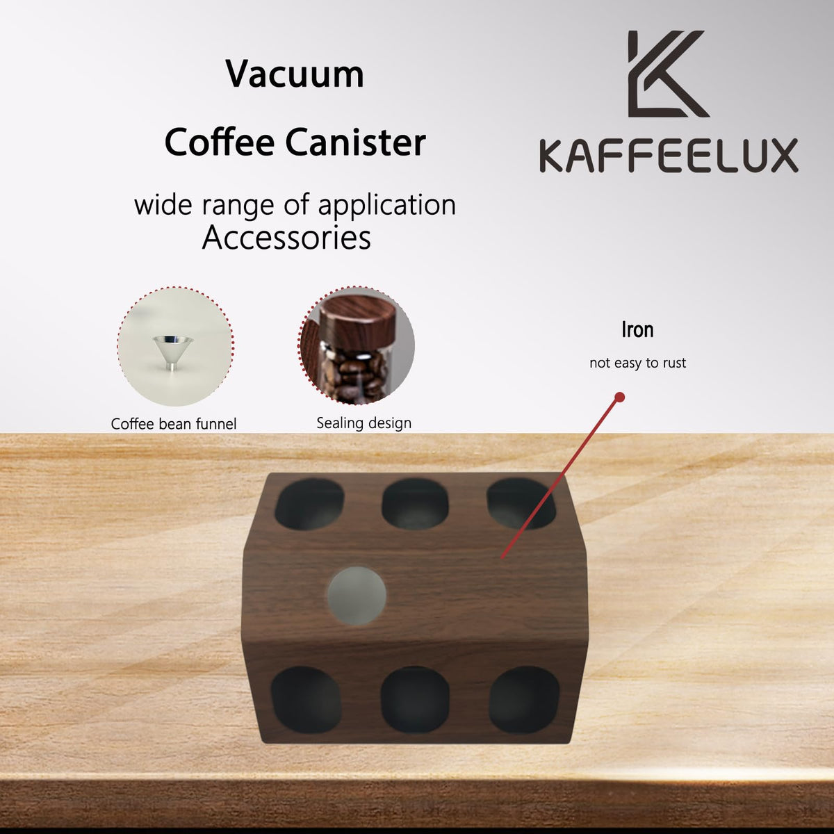 K KAFFEELUX Wooden Coffee Bean Sampling Set with Test Tubes, Funnel - Coffee Bean Storage & Tasting Kit for Coffee Lovers, Cafes (F)