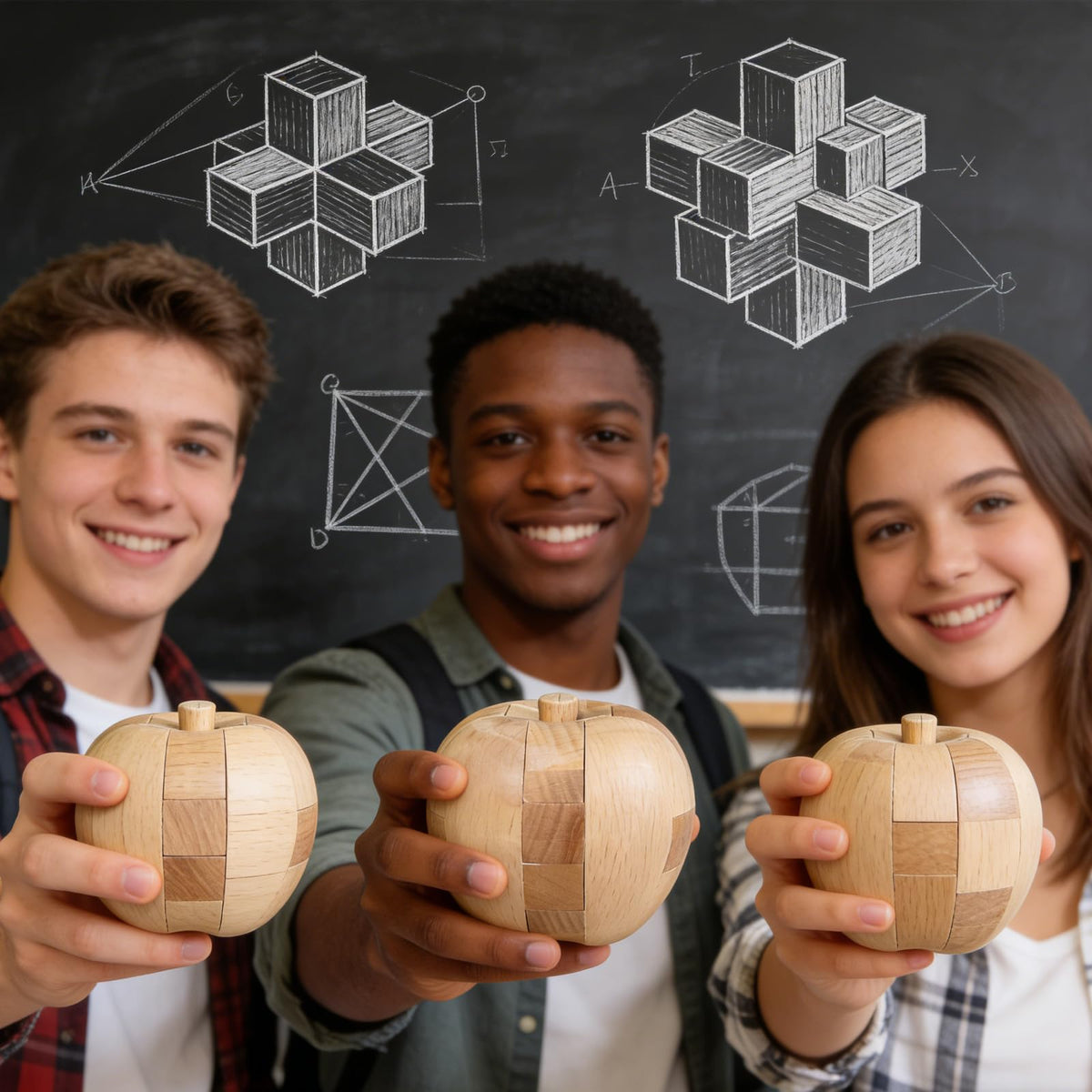 RICHOOSE Brain Teasers Wooden Apple Puzzles for Adults - Challenging 3D IQ Logic Games for Teens 14+, Stress Relief Desk Toys & Office Decor, Unique Gifts for Women,Men,Grandparents (Natural)