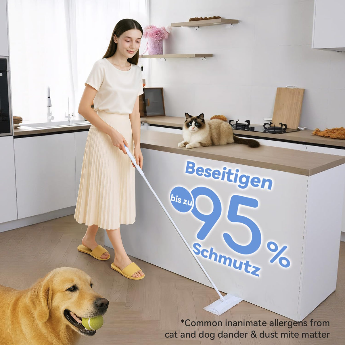 Sweeper 2-in-1 Dry + Wet Floor Mopping and Sweeping Kit, Multi-Surface Kit for Floor Cleaning, Kit Includes 1 Sweeper 14 Dry Sweeping Cloths 3 Wet Mopping Cloths
