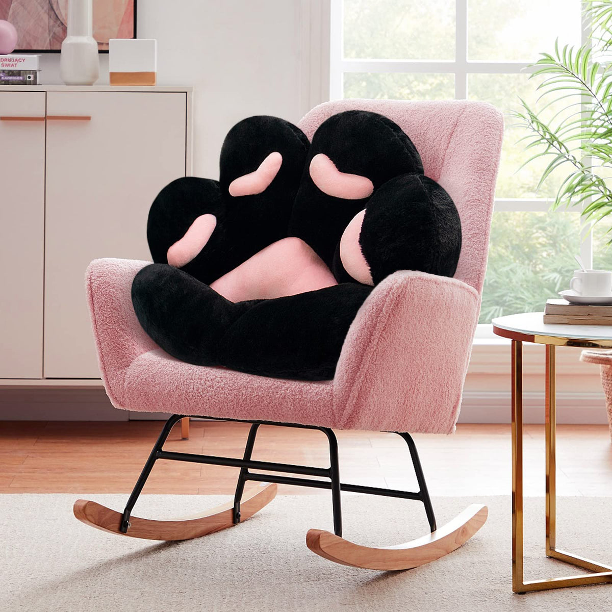 MOONBEEKI Cat Paw Cushion Chair Comfy Kawaii Plush Seat Cushions Shape Lazy Pillow for Gamer Chair 28"x 24" Cozy Floor Cute Seat Kawaii for Girl Worker Gift, Dining Room Bedroom Decorate Black