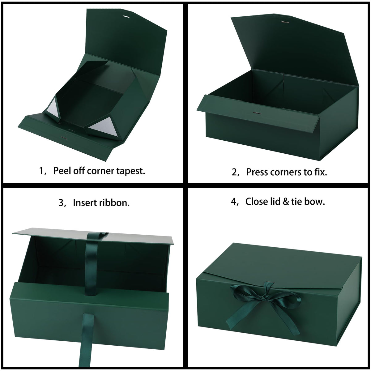 STOBOCTER Gift Box,13.5x10x5 Gift Boxes with Lids for Presents,Green Magnetic Gift Box for Wrapping,Birthday, Wedding, Bridesmaid Proposal, Christmas,Includes Ribbon,Card