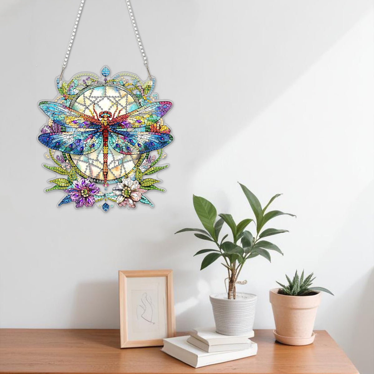 NAIMOER DIY Hanging Diamond Art Kits for Adults, Dragonfly Diamond Painting Kits, Special Shaped Rhinestone, Acrylic 5D Gem Art Craft Window Pendants Home Garden Wall Hanging Ornament Kits