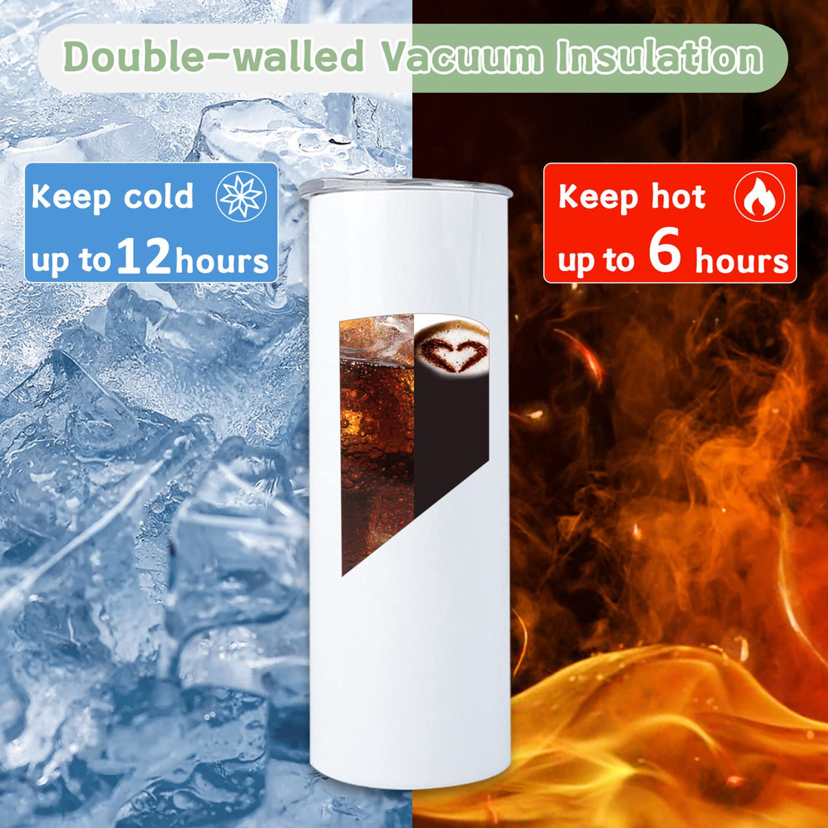Kocdam 10 Pack 20 oz Sublimation Tumbler Blanks Skinny Straight Tumblers Bulk Stainless Steel Insulated Sublimation Tumblers 20oz with Lid and Straw, Gift Box