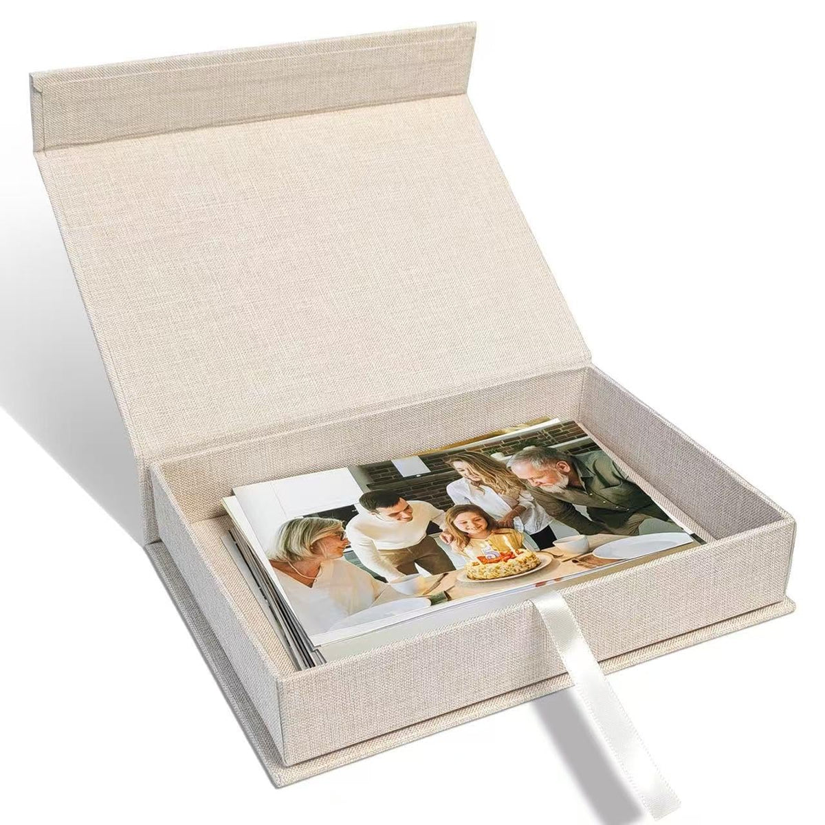 Sprsthai 8x10 Archival Photo Storage Box with Lid – Stackable Memory Keepsake Organizer for Photos, Certificates, Jewelry & Scrapbooking Supplies Beige