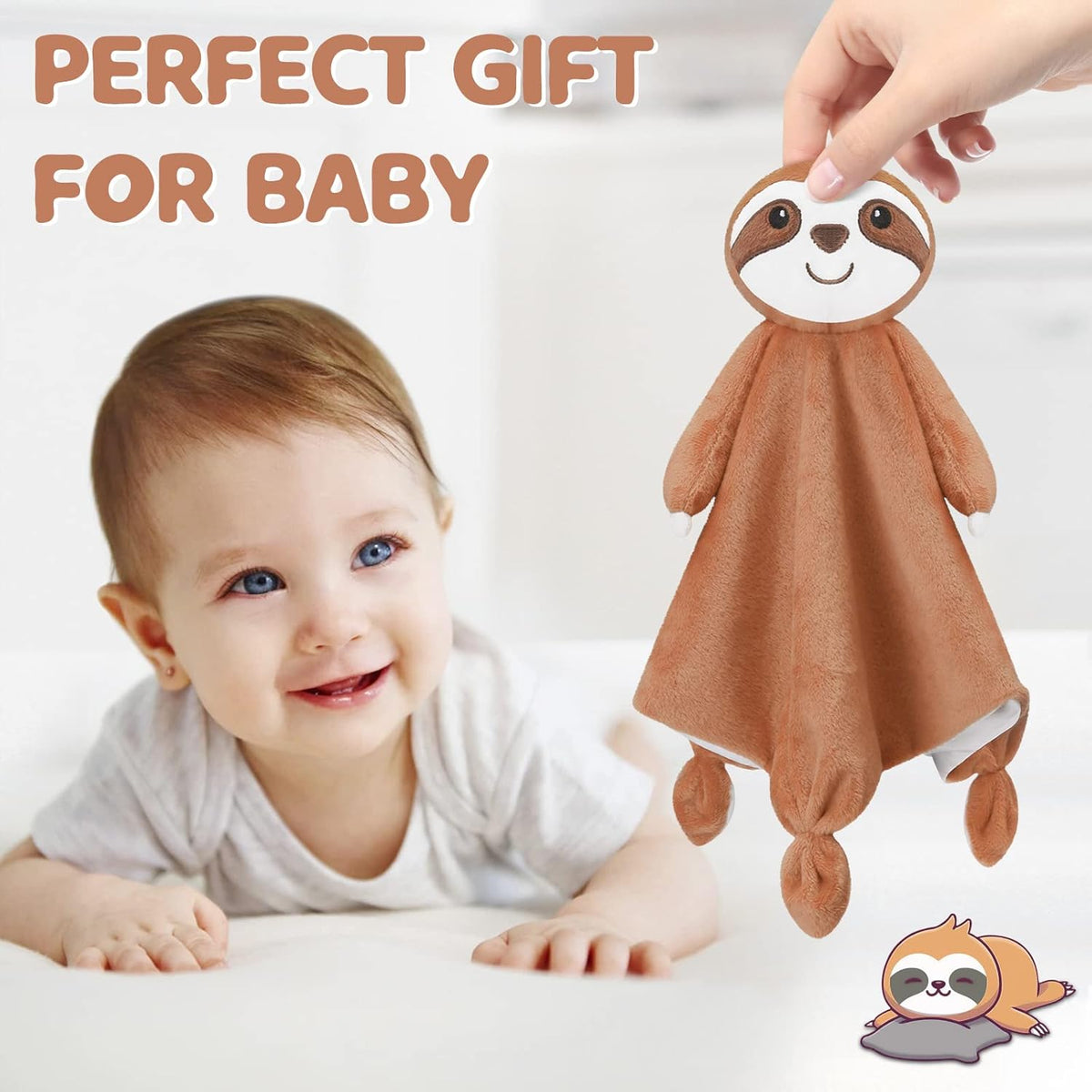 Pro Goleem Sloth Security Blanket - Soft Lovey for Babies | 14-Inch Snuggle Toy & Gift