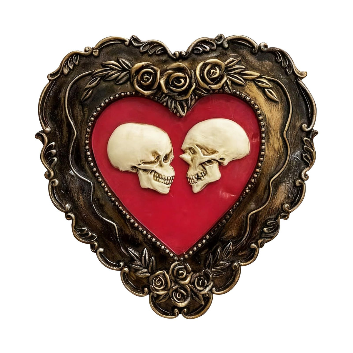DEYNWAND Skull Heart Resin Sculpture, Unique Dark Heart Shaped Art Decoration for Friends, Colleagues, Loved Ones, Family Gothic Gifts (Skull)