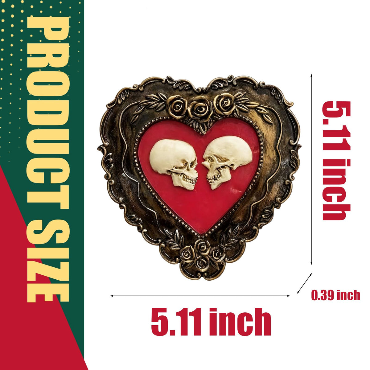 DEYNWAND Skull Heart Resin Sculpture, Unique Dark Heart Shaped Art Decoration for Friends, Colleagues, Loved Ones, Family Gothic Gifts (Skull)