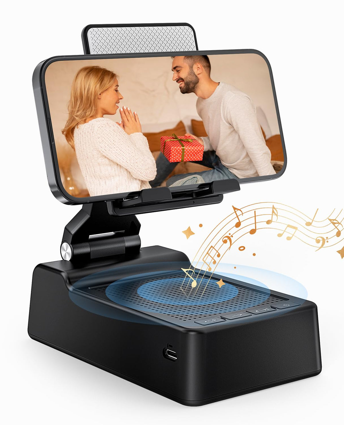 Gifts for Men Women, Phone Stand with Bluetooth Speaker, HD Surround Sound Speaker, Compatible with all iPhone/Android phones iPad Kindle, Cool Gadget Gift for Men Women Dad Mom Christmas Birthday