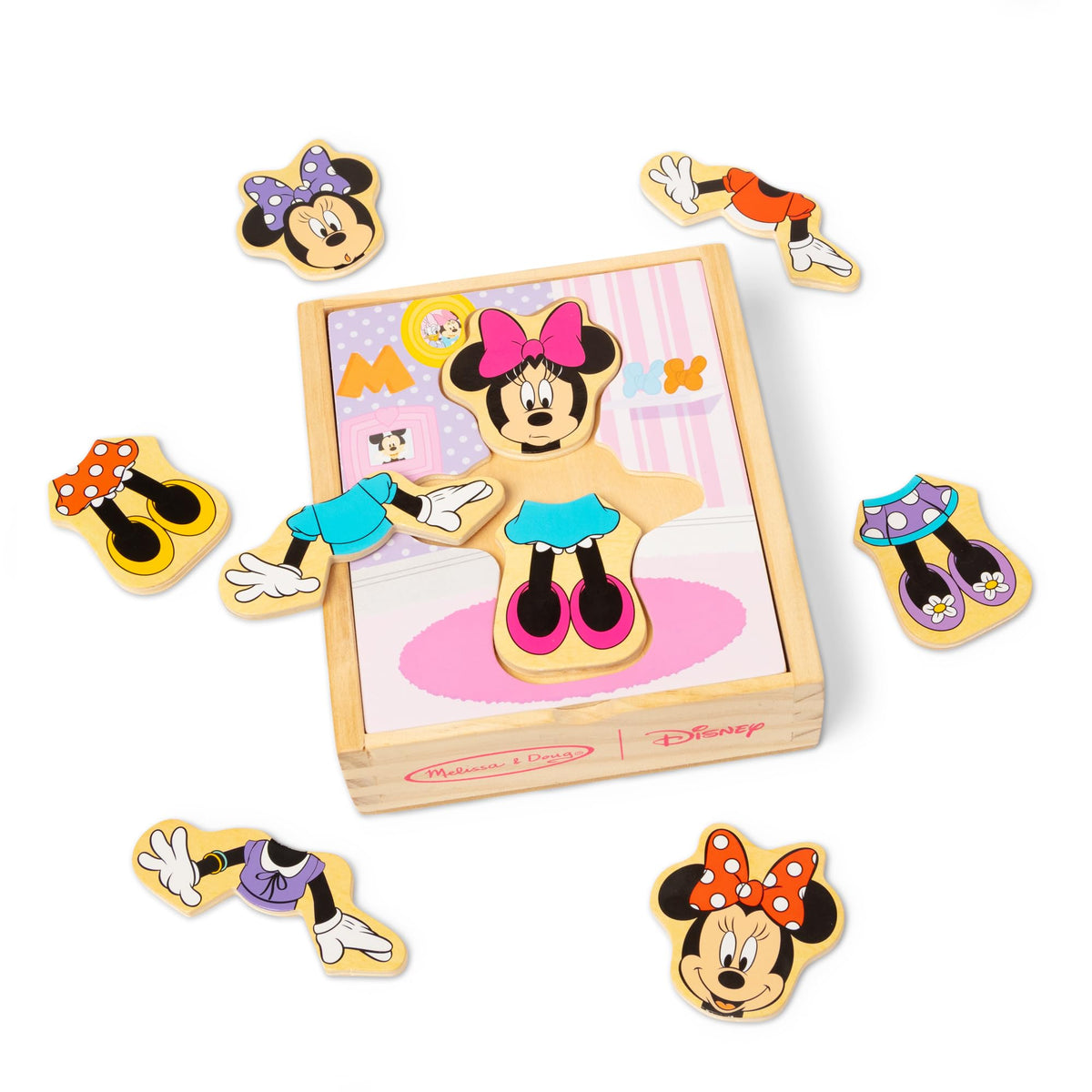 Melissa & Doug Disney Minnie Mouse Dress-Up Puzzle, 18 Pieces Mix and Match Outfits, Sorting & Matching Toy with Storage Case, Educational Puzzle for Toddlers Ages 3+