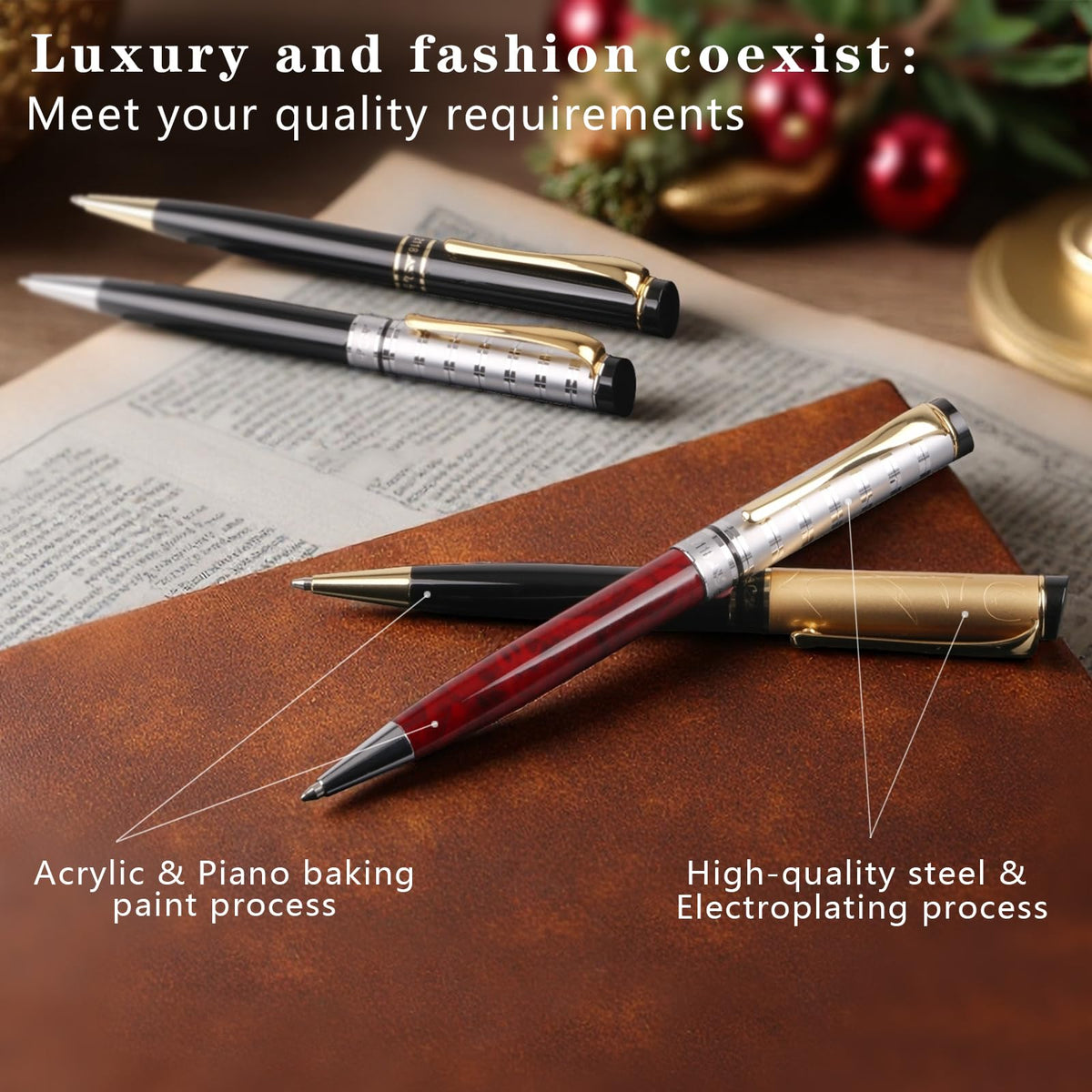 Shiduode Luxury Ballpoint Pens, Retractable Metal Pen with 7 Refills (Black, Blue, Red) for Smooth Writing - Executive Office Desk Accessories, Ideal Gifts for Professionals, Teachers,Nurses