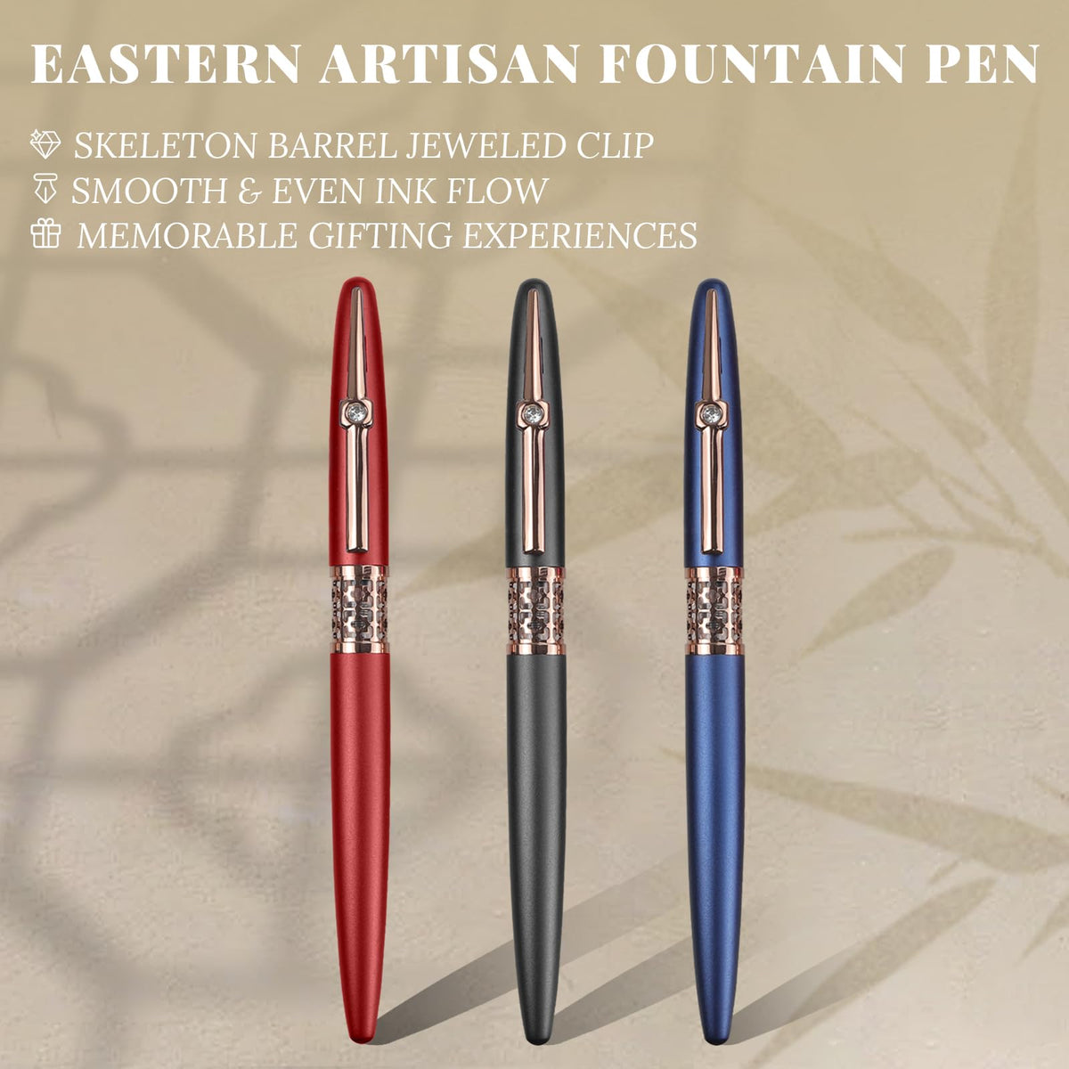 YUNCHUN Refillable Fountain Pen Fine Nib, Fancy Ink Pen with 10 Black & 10 Blue Ink Refills Cartridges, Cool Ink Pens for Writing, Business Metal, Best Gift Set for Men & Women, Blue