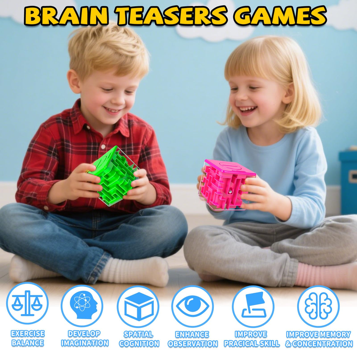 6 Pack Money Maze Puzzle Gift Box, 3D Puzzle Boxes Toy for Money Gift - Maze Magic Cube Toy Brain Teasers for Kids Adults Birthday Party Favors Easter Basket Fillers
