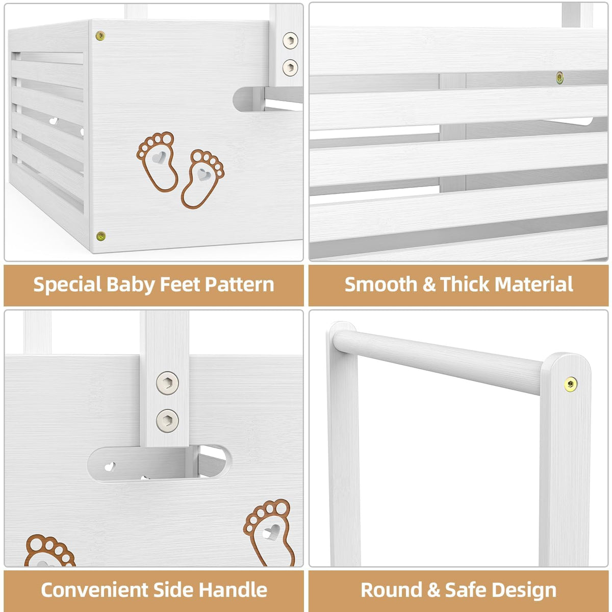 BAMBOOHOMIE Baby Shower Crate Closet, Baby Baskets with Hangers Handle, Baby Crate Box for Baby Shower, Welcome Gift Basket for Newborn Baby, Pregnancy Gift for New Parents (White, Large Size)