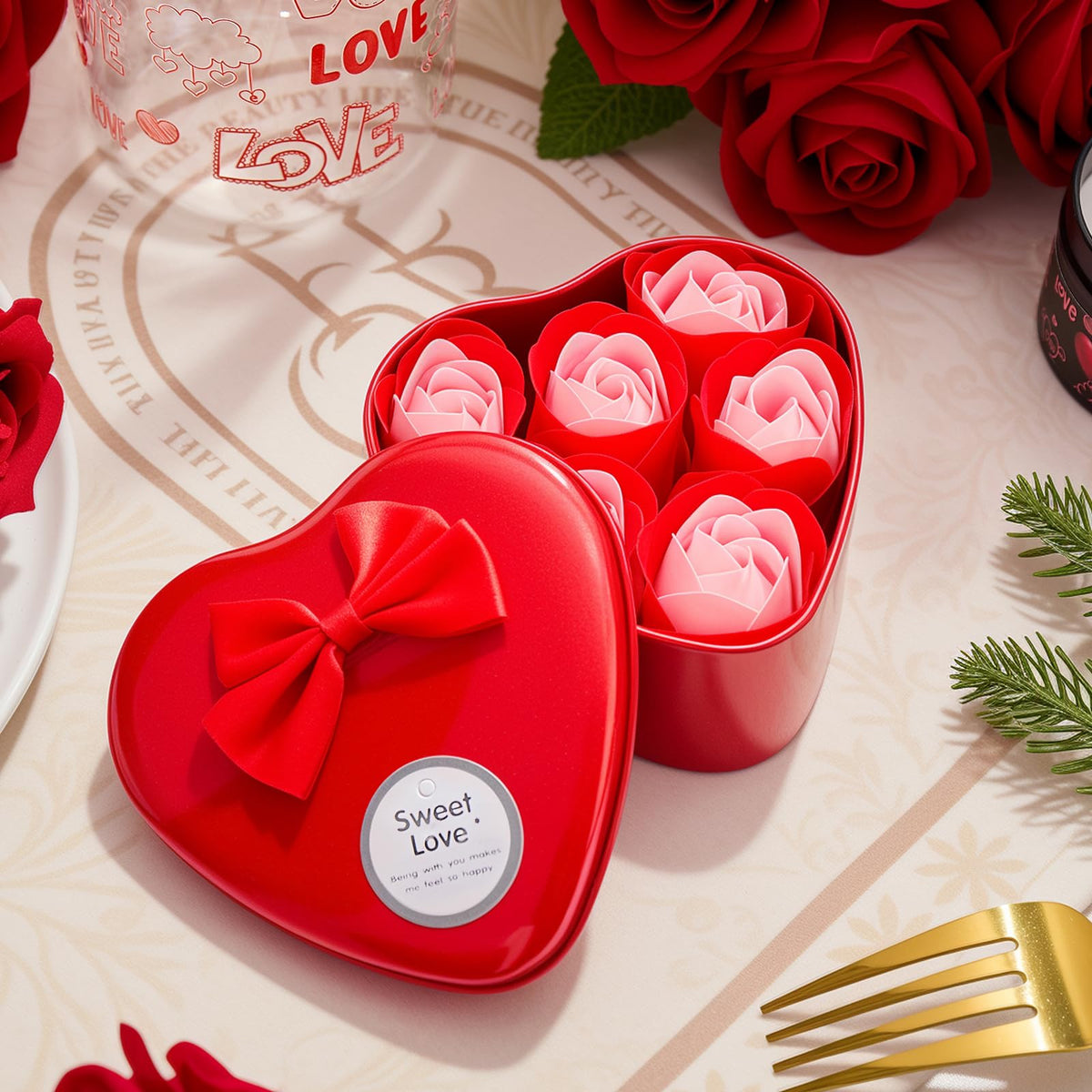 CCAENI Gift Set for Women Gift Basket for Her,Gifts Box for Girlfriend Wife Birthday Gifts for Women Heart-shaped Love Gift Wedding Engagement Anniversary Romantic Gifts