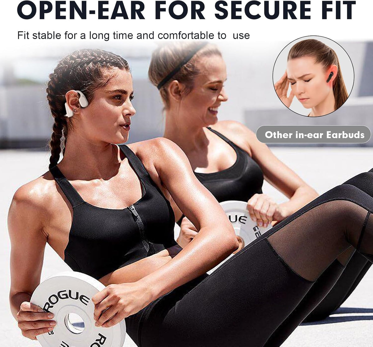 Set Bone Conduction Headphones Head Bluetooth Sport Open Ear Headphones Wireless Bluetooth Cycling Ear Bone Headphones