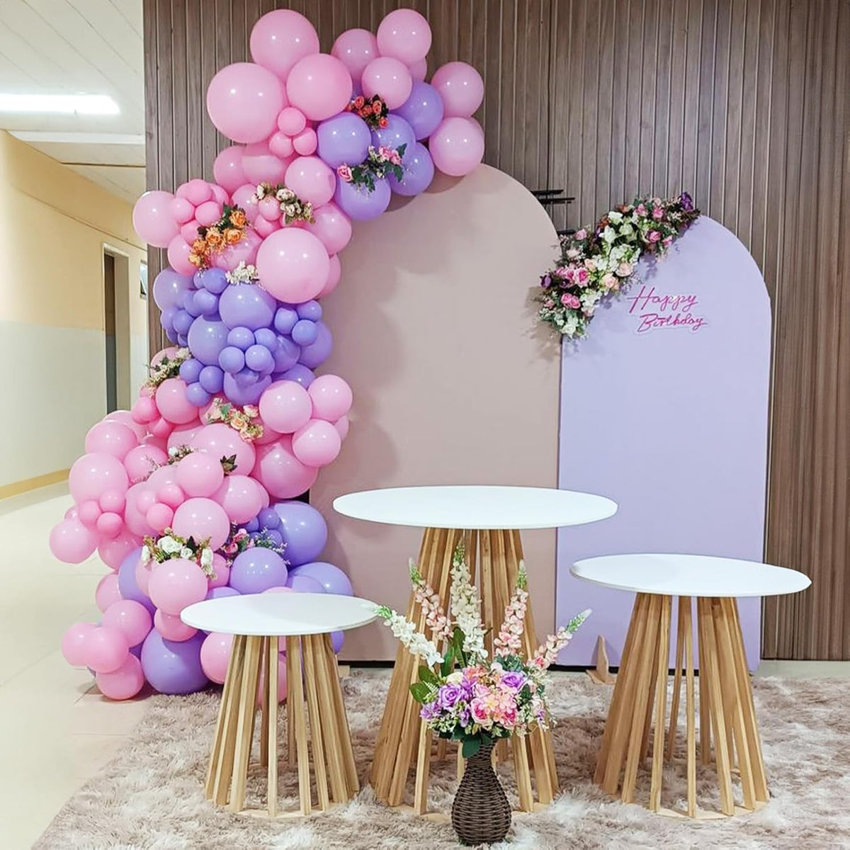 Skiennix 60 PCS Metallic Pink & Purple Balloons - 12 Inch Latex for Girls' Birthday & Baby Shower Decor