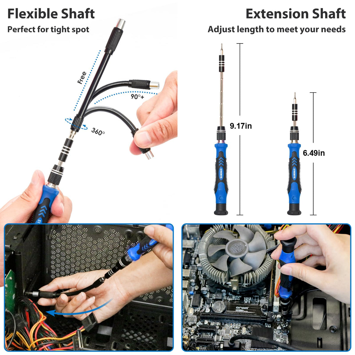 STREBITO Electronics Precision Screwdriver Sets 142-Piece with 120 Bits Magnetic Repair Tool Kit for iPhone, MacBook, Computer, Laptop, PC, Tablet, PS4, Xbox, Nintendo, Game Console