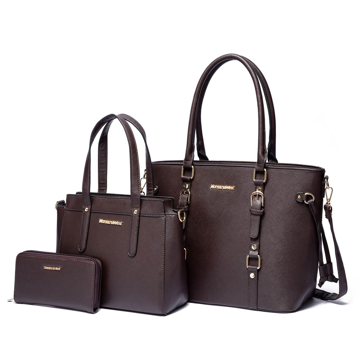 Montana West 3PCS Purses for Women Tote Bag and Wallet Set Shoulder Satchel Crossbody Bags Leather Handbag for Gift Travel Casual Work MWC3-C032WCF