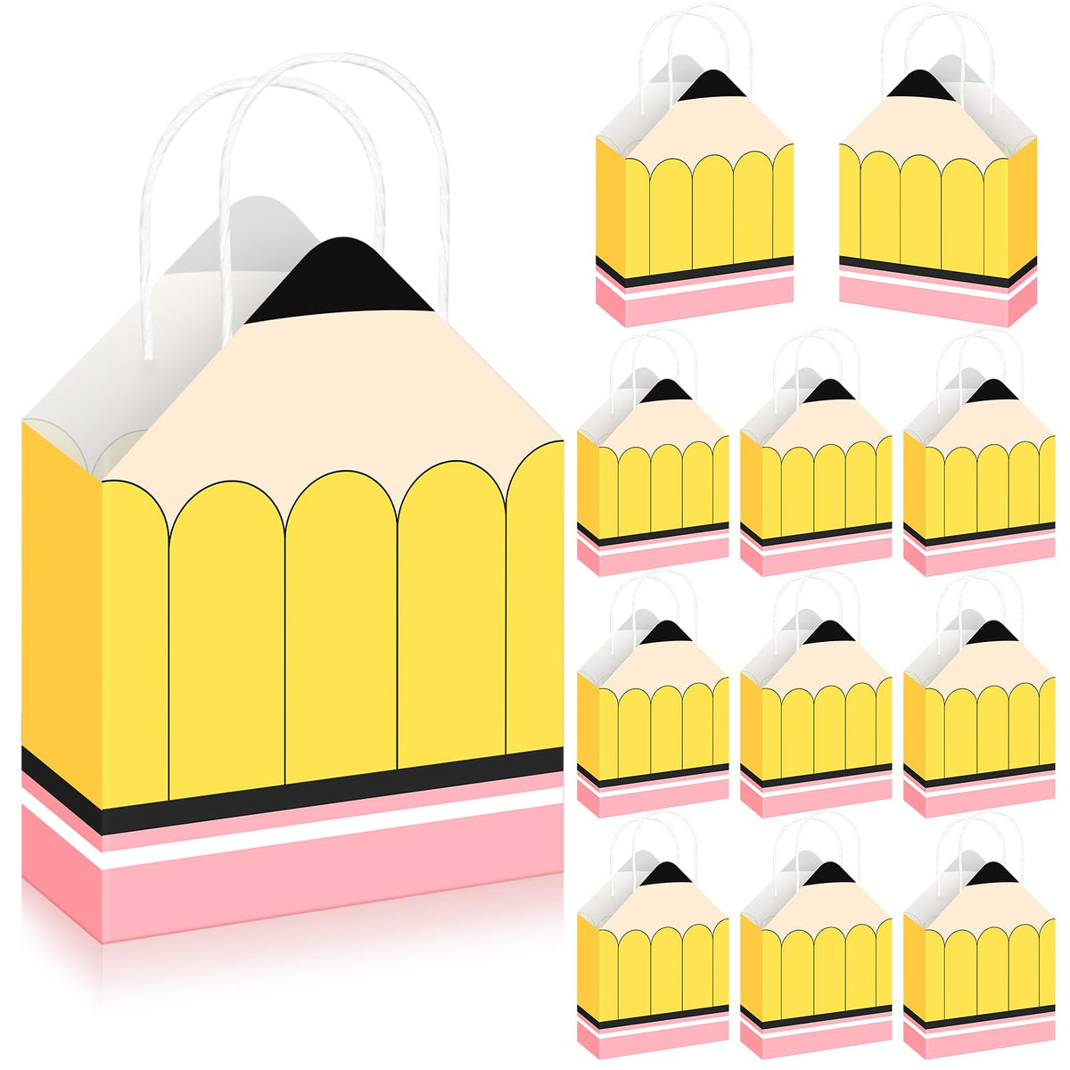 FEBSNOW 36Pcs Teacher Appreciation Gift Bags,Teacher Gift Bags with Handles Back to School Treat Bag Bulk Pencil Paper Bag for Teachers Appreciation Week End of School Year Classroom Party Decoration
