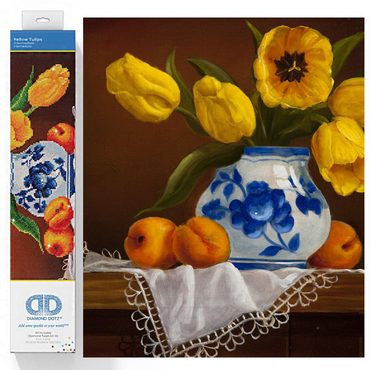 DIAMOND DOTZ Yellow Tulips Partial Drill Round Dotz Diamond Painting Kit for Adults, 16''x20''
