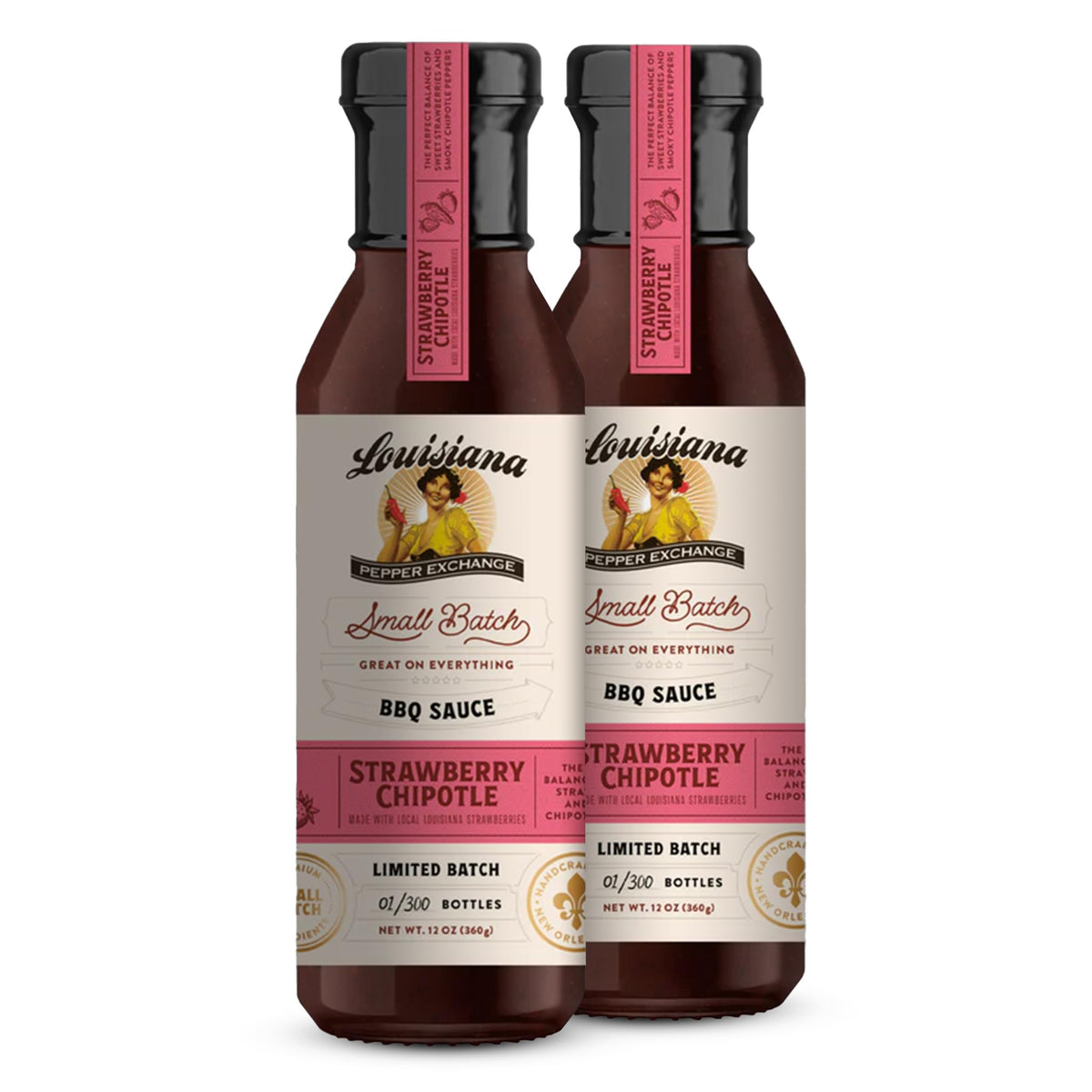 Louisiana Pepper Exchange Strawberry Chipotle BBQ Sauce, Gluten-Free, 12 Fl Oz, 2-Pack