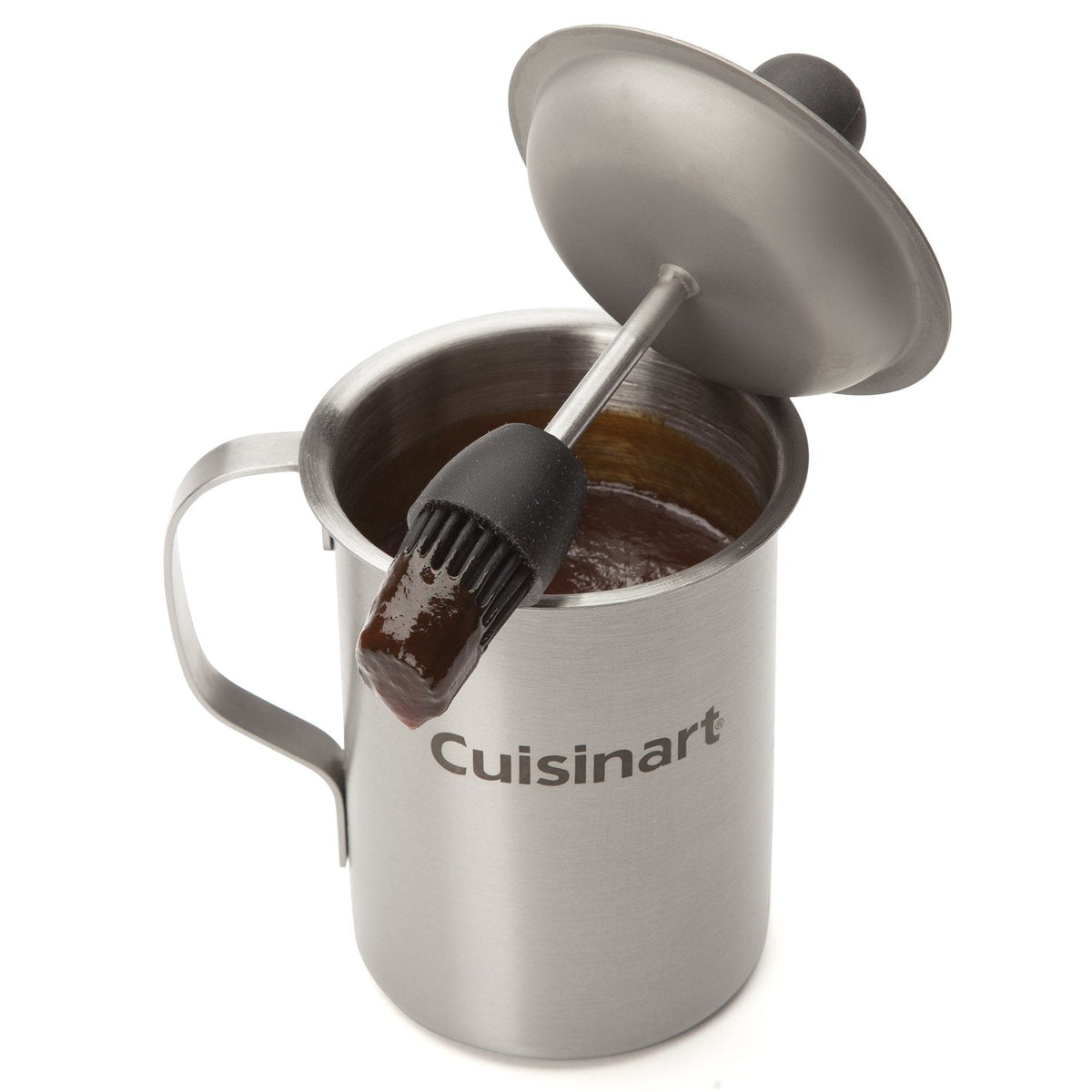 Cuisinart Sauce Pot and Basting Brush Set, 16 oz. Stainless Steel Grill Accessory with Silicone Basting Brush for Cooking & BBQ, Easy to Clean BBQ Accessories for Smoking and Grilling